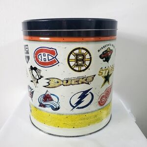 2012 NHL Ice Hockey Team Logos Popcorn Expressions 9 1/2" Tall Round Metal